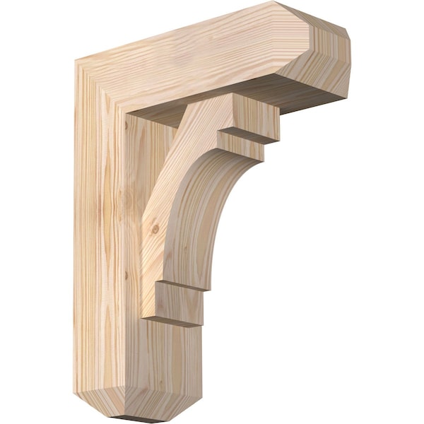Ekena Millwork Merced Craftsman Smooth Bracket w/ Offset Brace, Douglas Fir, 5 1/2"W x 14"D x 18"H BKT0604X14X18MRC04SDF - main